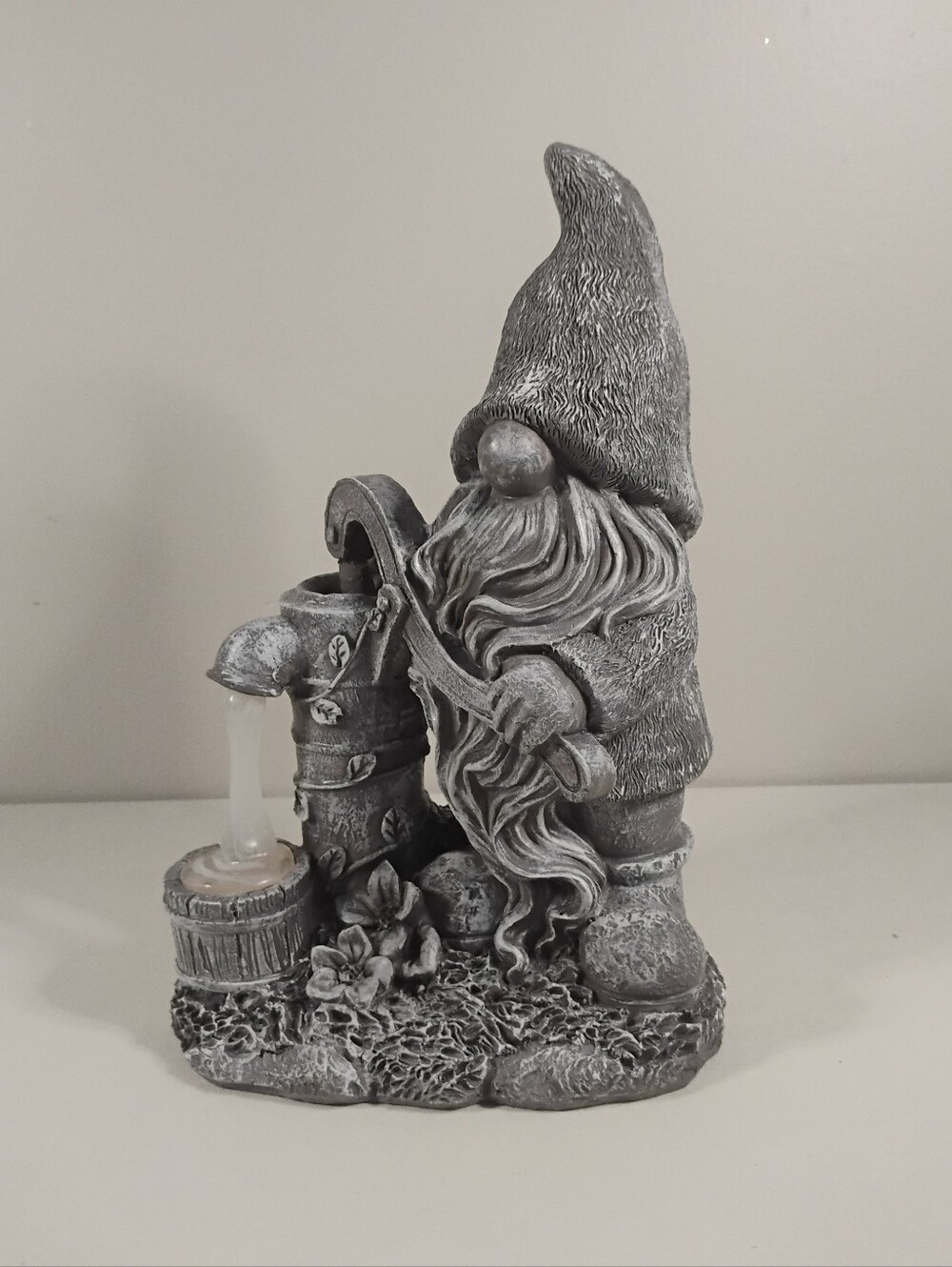 Gray Resin Garden Gnome Statue - Charming Outdoor Accent